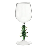 Detailed Christmas Tree Figurine-Stemmed 16oz Stemless Wine Glasses (Set of 6)