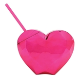 Vibrant Hot Pink Heart-Shaped Acrylic Sippers with Straws (Set of 6)