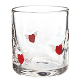 Red Hearts with Wings Motif 16oz Double Old-Fashioned (DOF) Glasses (Set of 4)