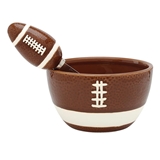 Football-Themed Ceramic Dipping Bowls and Spreaders (Set of 4)