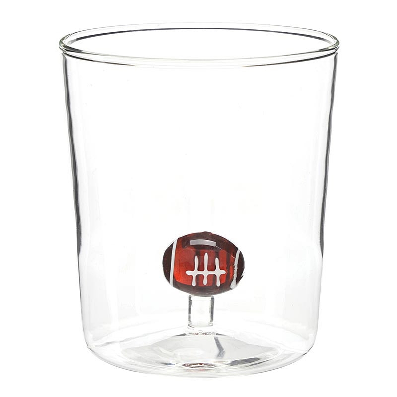 Fun 14oz Rocks Glasses with 3D Football-Shaped Figurines (Set of 6)