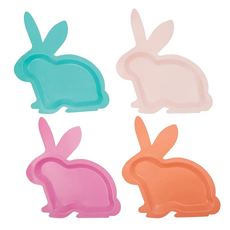 Kailo Chic Easter Time Bunny-Shaped Die-Cut Paper Plates (Assorted Set of 96)