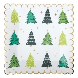 Holiday Trees Motif with Gold-Foil Accents Square Dinner Plates (Set of 96)