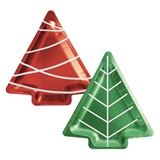 Holiday Tree-Shaped Die-Cut Dinner Plates with Foil Accents (Assorted Set of 96)