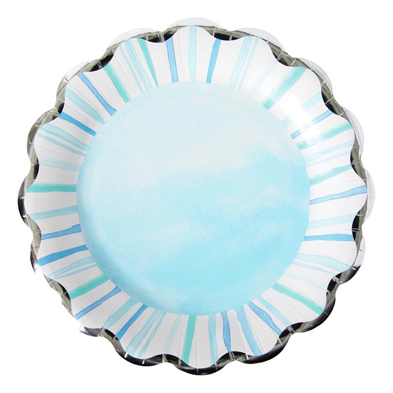 Watercolor Coastal Motif Scalloped-Edge Dinner Plates (Set of 96)