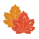 Fall Leaf-Shaped with Gold-Foil Accents Paper Lunch Plates (Assorted Set of 96)