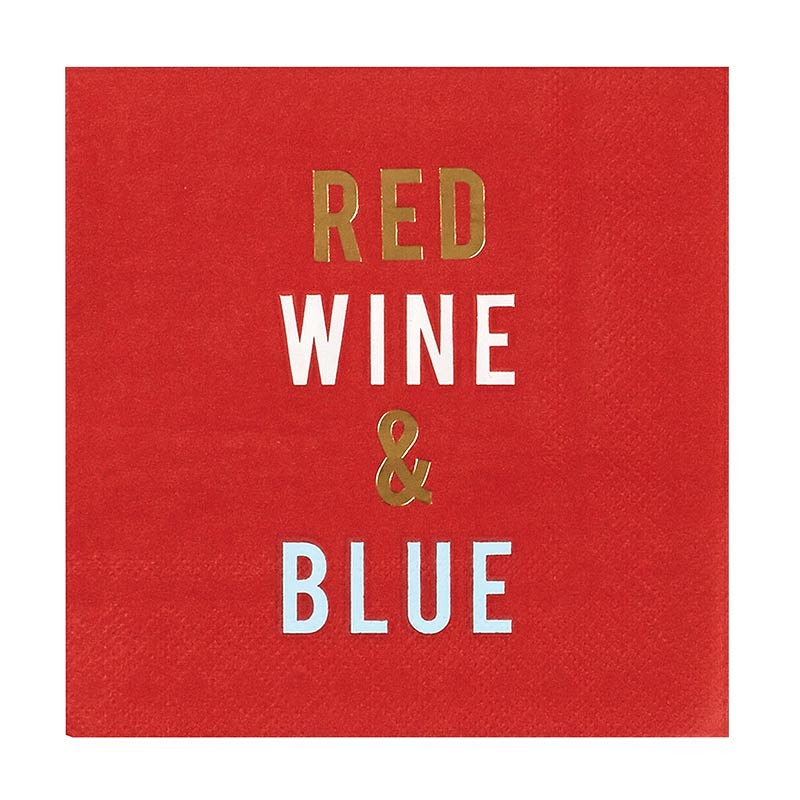 Americana 'Red, Wine & Blue' Graphic Paper Beverage Napkins (Set of 96)