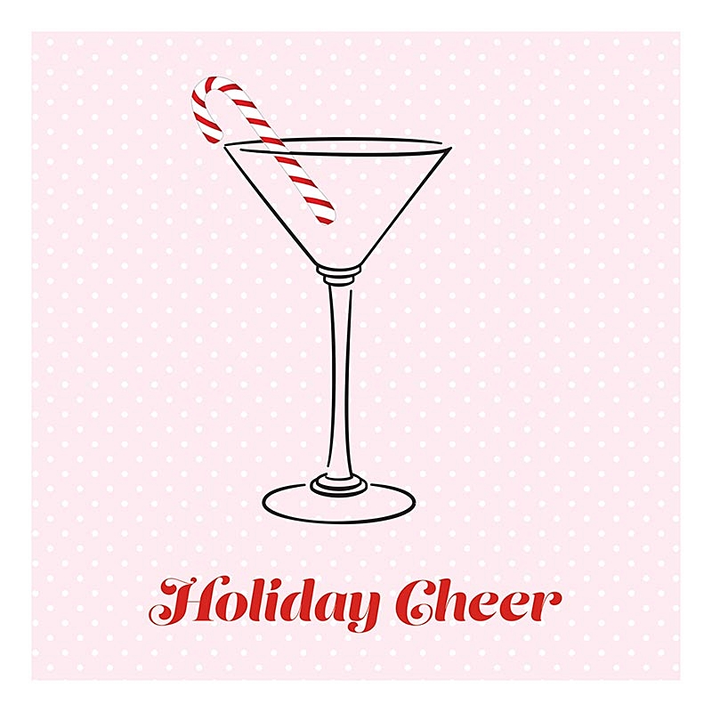 'Holiday Cheer' Candy Cane in a Martini Graphic Beverage Napkins (Set of 240)