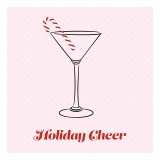 'Holiday Cheer' Candy Cane in a Martini Graphic Beverage Napkins (Set of 240)