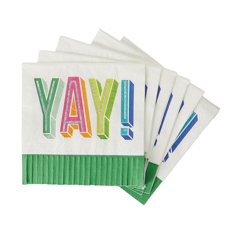 Colorful YAY! Graphic on Fringe Border Paper Beverage Napkins (Set of 240)