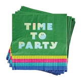 'Time to Party' Graphic Multi-Colored-Fringe Beverage Napkins (Set of 240)