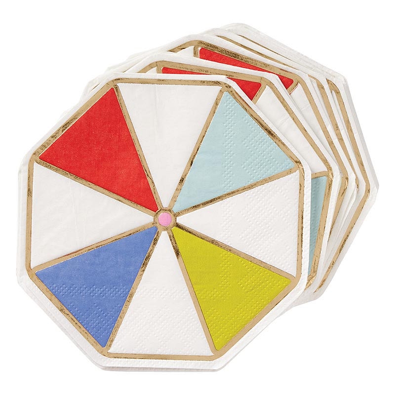 Colorful Beach-Umbrella-Shaped Paper Beverage Napkins (Set of 240)