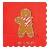 Clever 'Oh Snap' Gingerbread Man Design Red Beverage Napkins (Set of 240)