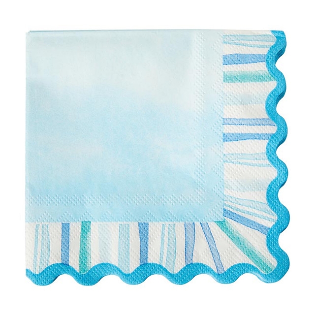 Watercolor Coastal Motif Scalloped-Edge Beverage Napkins (Set of 240)