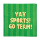 Gold-Foil 'YAY SPORTS! GO TEAM!' Graphic on Green Beverage Napkins (Set of 240)