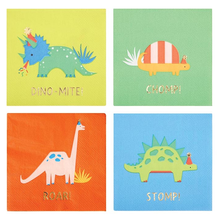 Cartoon Dino Party Designs Multi-Colored Beverage Napkins (Set of 240)