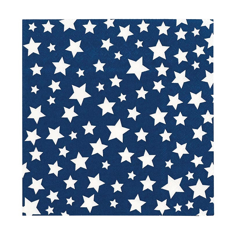 Americana White Stars on a Navy Blue Background Design Lunch Napkins (Set of 240)