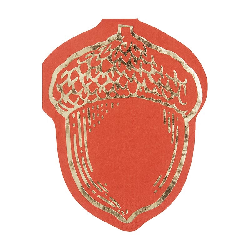 Acorn-Shaped with Gold-Foil Accents Red Paper Lunch Napkins (Set of 240)