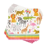 Cartoon Party Animal Design Multi-Colored-Fringe Lunch Napkins (Set of 240)