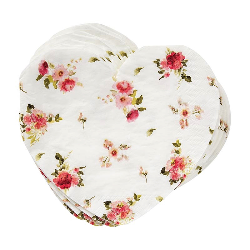 Heart-Shaped Floral Design Paper Lunch Napkins (Set of 240)