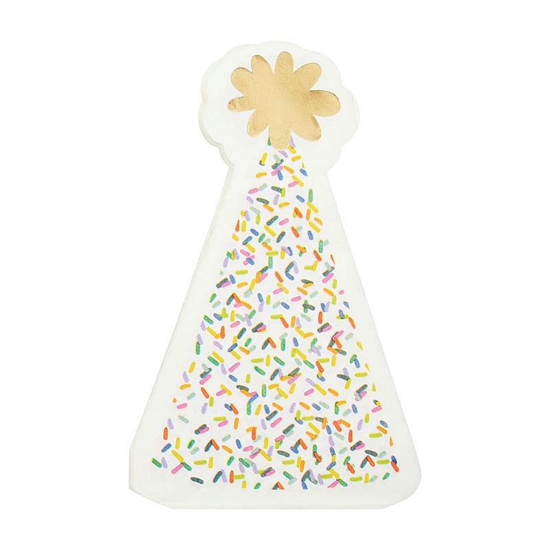 Party Hat-Shaped 'Sprinkle Birthday' Design Lunch Napkins (Set of 240)