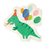 Cartoon Dino Party Dinosaur-Shaped Die-Cut Paper Lunch Napkins (Set of 240)