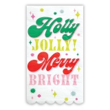 Retro Chic "Holly Jolly Merry Bright" Design Dinner Napkins (Set of 192)