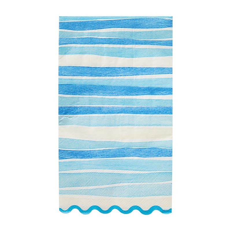 Watercolor Coastal Motif Scalloped-Edge Dinner Napkins (Set of 192)