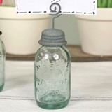 Mason Jar Place Card Holders with Barn Roof Finish Lids (Set of 4)