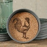 CTW Home Collection Mason Jar Lid with Rooster Design Cork Coasters