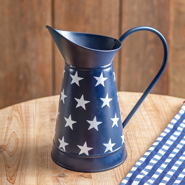 CTW Home Collection Americana Tall Navy Metal Pitcher with White Stars