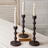 CTW Home Collection Set of Three Dark-Metal Laurel Candle Holders