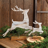 CTW Home Collection Set of Two Distressed Wooden Reindeer with Stands