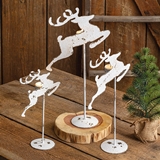 CTW Home Collection Set of 3 Antiqued-White-Metal Reindeer Figurines