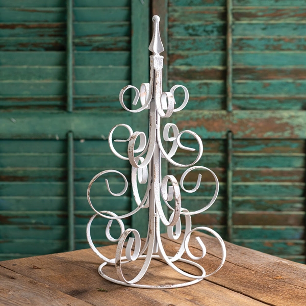 CTW Home Collection Scrolled Branches Metal Christmas Tree in White