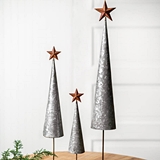 CTW Home Collection Set of Three Cone-Shaped Christmas Trees w/ Stars