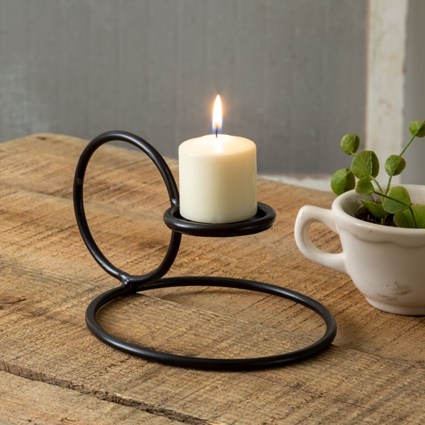 CTW Home Collection Simple Ring Black-Metal Candle Holder