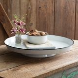 CTW Home Collection White Enamelware Metal Lazy Susan with Black Edges