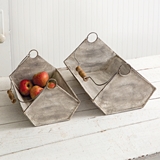 CTW Home Collection Set of 2 Galvanized Metal Troughs w/ Wood Handles