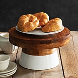 CTW Home Collection White-Dip-Dyed Polished Wood Cake Stand