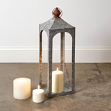 CTW Home Collection Small 'Nador' Galvanized-Metal Open Lantern