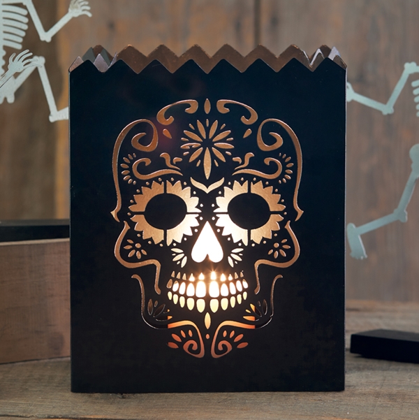 CTW Home Collection Sugar Skull Design Black-Metal Luminary