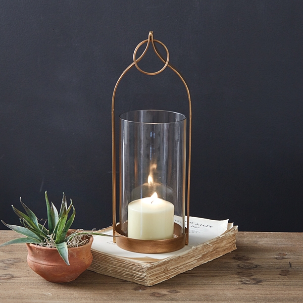 CTW Home Collection Brass-Plated Small 'Lucienne' Open-Area Lantern