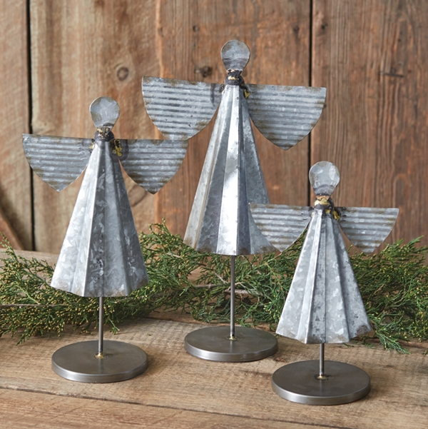 CTW Home Collection Rustic Set of Three Galvanized-Metal Angels