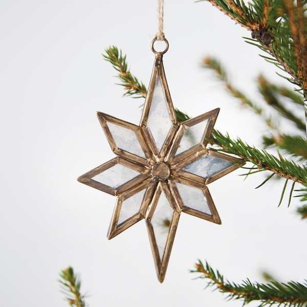 CTW Home Collection Antiqued Mercury Glass Star Ornaments (Box of 2)