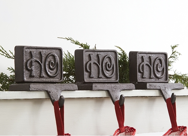 CTW Home Collection Set of Three Cast Iron 'Ho Ho Ho' Stocking Holders