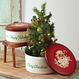 CTW Home Collection Set of 2 Vintage-Look Santa-Themed Christmas Tins