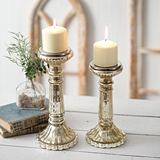 CTW Home Collection Set of Two Mercury Glass Pillar Candle Holders