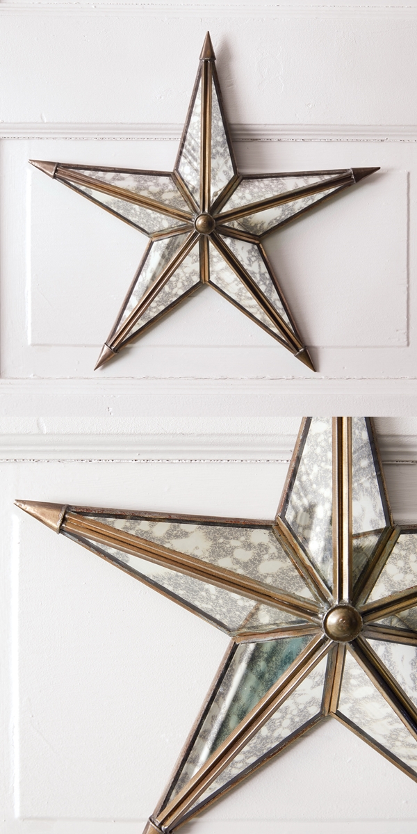 CTW Home Collection Retro Brass-Framed Mercury-Glass Decorative Star