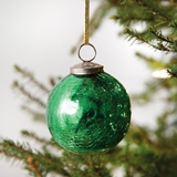CTW Home Collection Crinkled Green Mercury Glass Ornament (Box of 4)